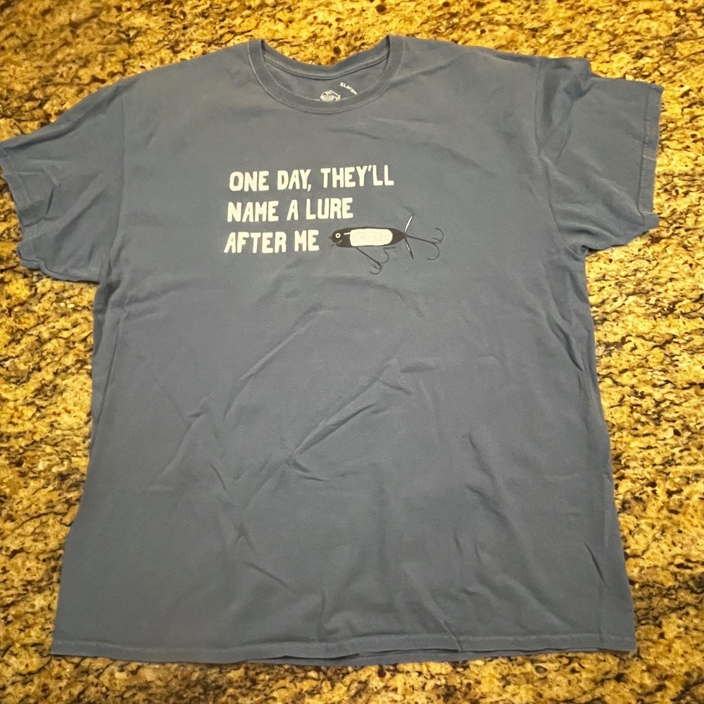 Fish Face One Day They'll Name A Lure After Me Fishing T-Shirt Mens XL Blue‎